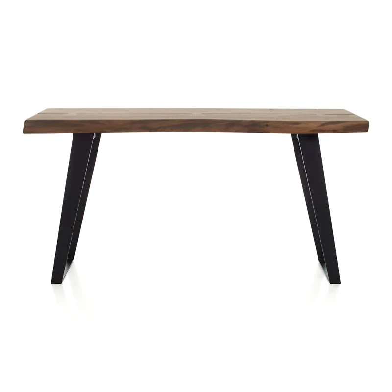 Yukon 57" Rectangular Warm Acacia Live Edge Solid Wood and Metal Console Table