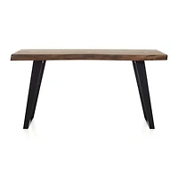 Yukon 57" Rectangular Warm Acacia Live Edge Solid Wood and Metal Console Table