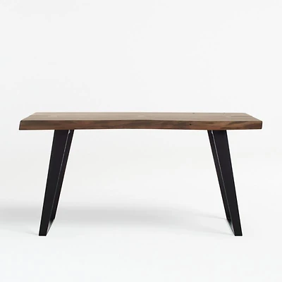 Yukon 57" Rectangular Warm Acacia Live Edge Solid Wood and Metal Console Table