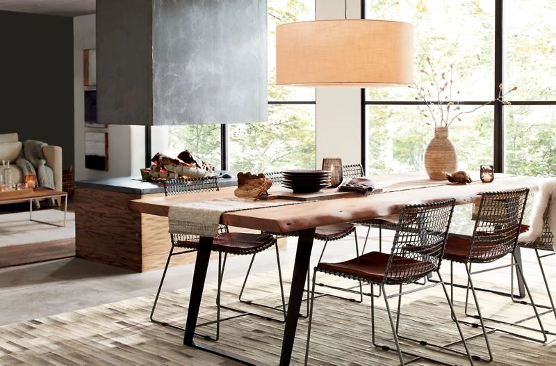 Tig Metal Dining Chair with Black Leather Cushion