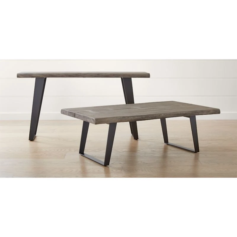 Yukon Weathered Grey Live Edge Solid Wood 54" Rectangular Coffee Table