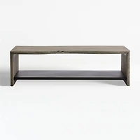 Yukon Weathered Grey Live Edge Solid Wood Storage Entryway Bench with Shelf