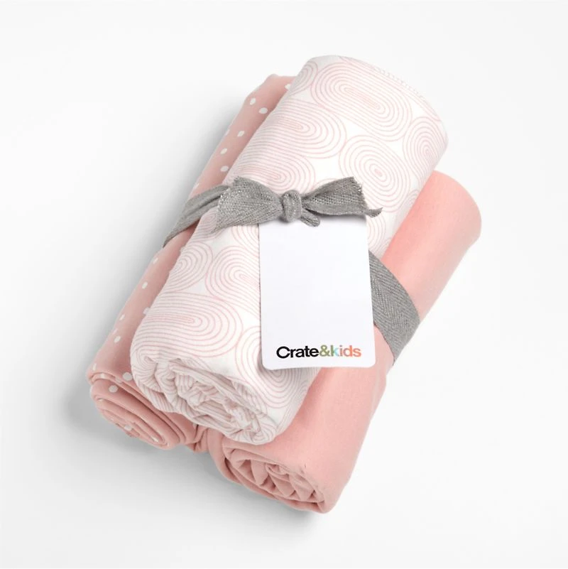 Zen Pink Organic Baby Swaddle Blankets, Set of 3