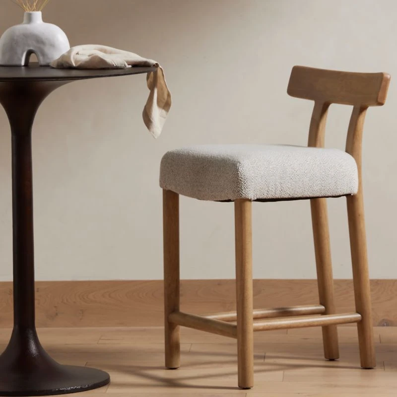 Ziady Brunswick Pebble Upholstered Wood Counter Stool
