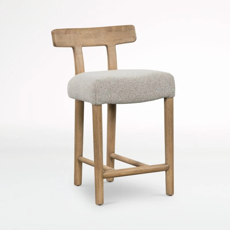 Ziady Brunswick Pebble Upholstered Wood Counter Stool