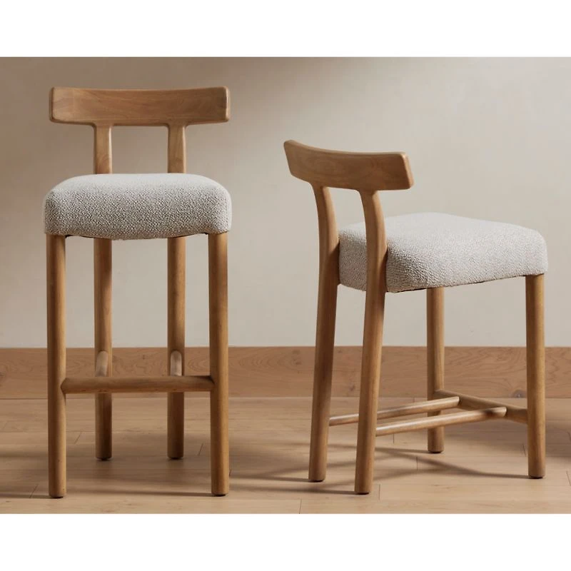 Ziady Brunswick Pebble Upholstered Wood Counter Stool