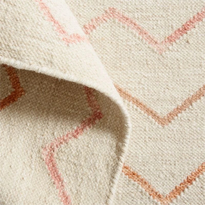 Ziggy Flatweave Wool and Cotton Pink Kids 12"x18" Rug Swatch