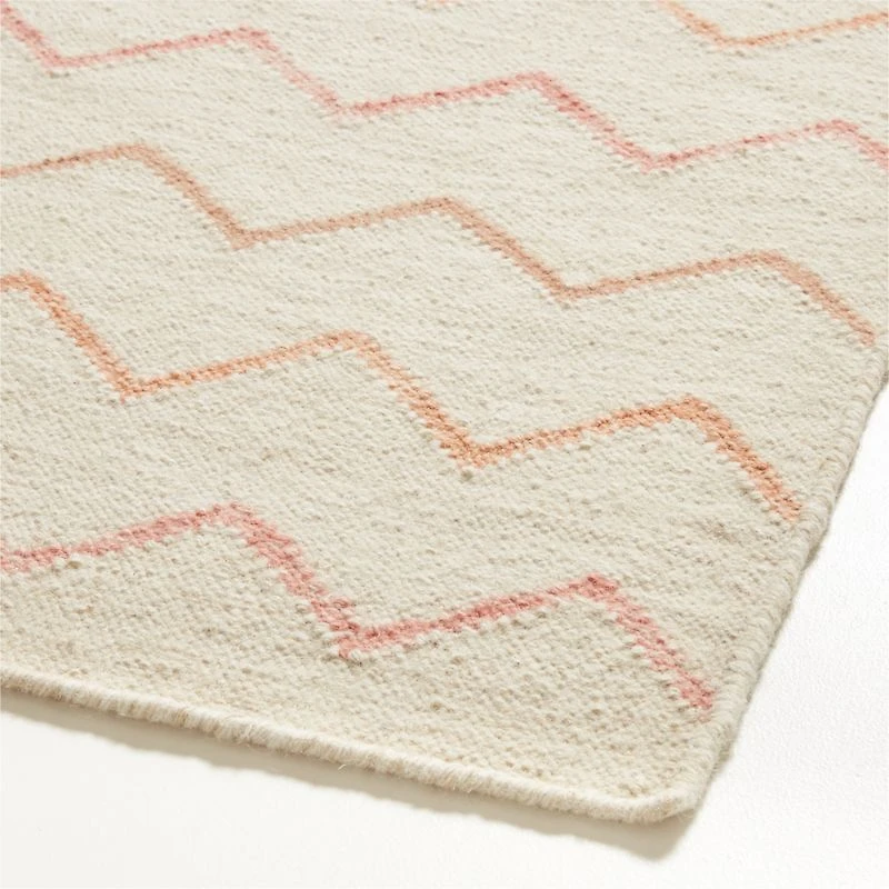 Ziggy Flatweave Wool and Cotton Pink Kids 12"x18" Rug Swatch