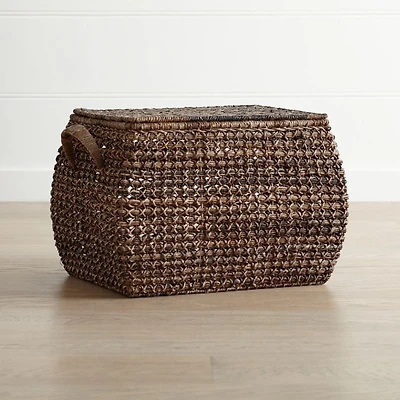 Zuzu Large Rectangular Handwoven Basket with Lid
