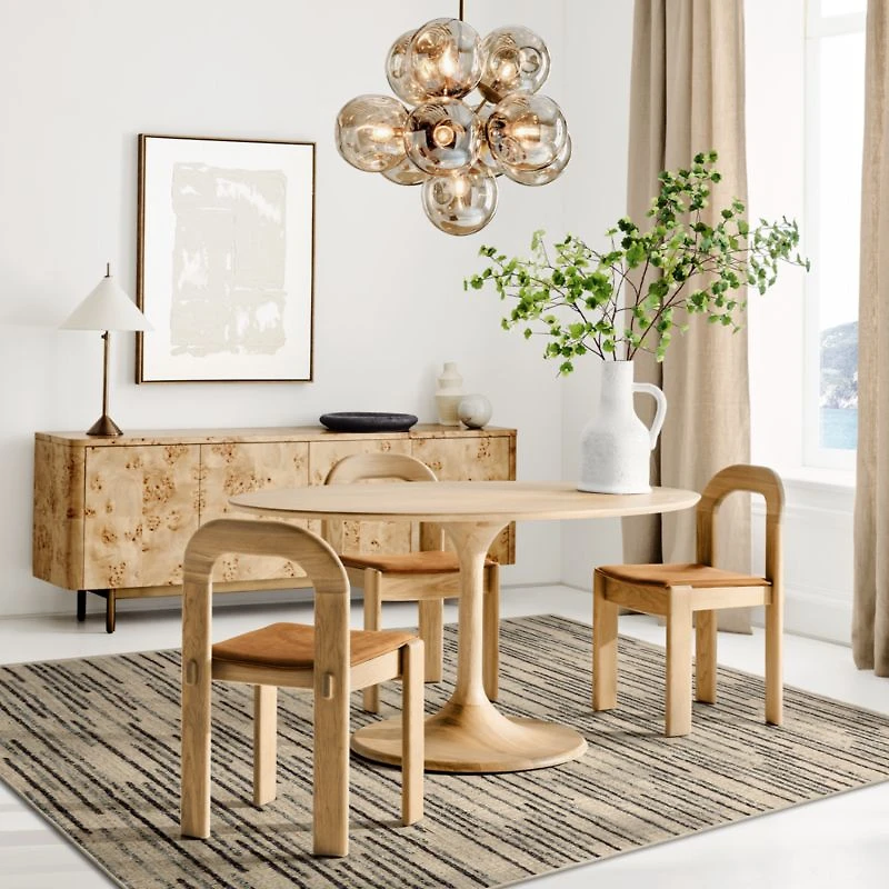 Nero 60" Natural Wood Oval Dining Table