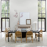 Norin 75"-95" Ebonized Oak Wood Extendable Dining Table