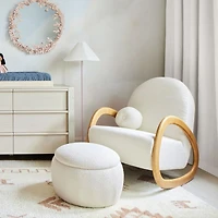 Pollie White Snow Boucle Round Storage Nursery Ottoman
