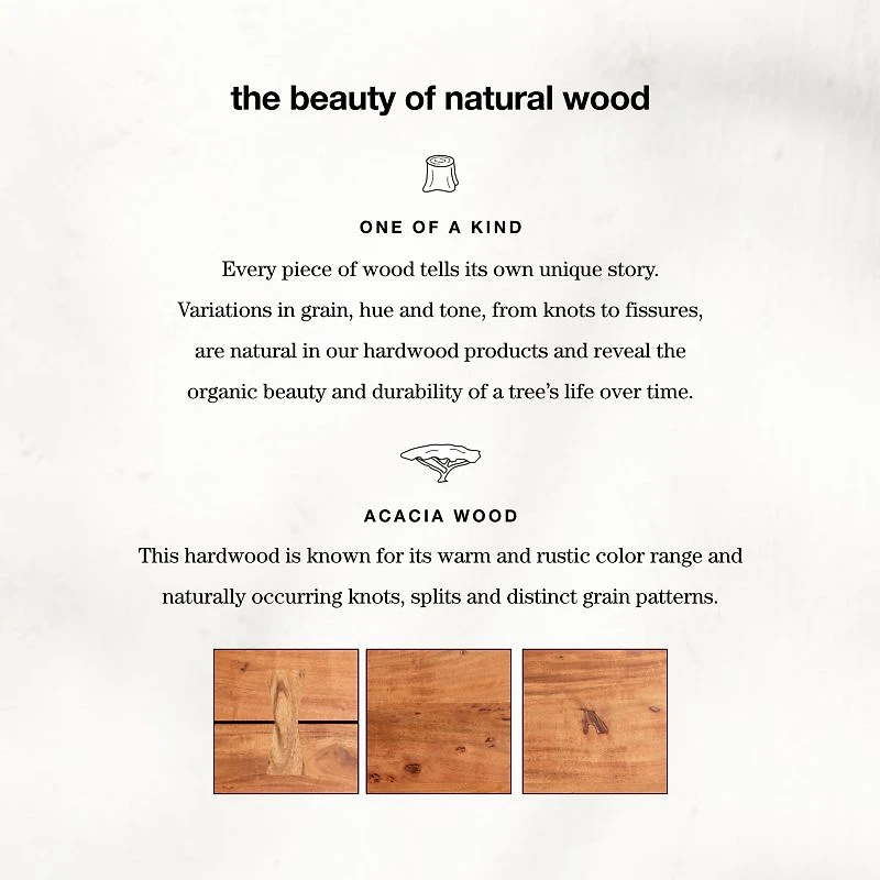 Yukon 80" Warm Acacia Live Edge Solid Wood Dining Table
