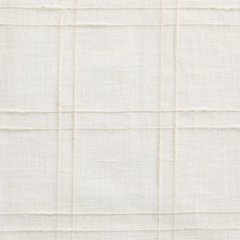 Briza White Windowpane European Flax ™-Certified Linen Sheer Window Curtain Panel 52"x84"