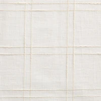 Briza White Windowpane European Flax ™-Certified Linen Sheer Window Curtain Panel 52"x84"