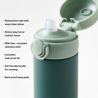 Pink and Blue Checkerboard Insulated Stainless Steel Kids Water Bottle with Straw and Leak-Proof Lid