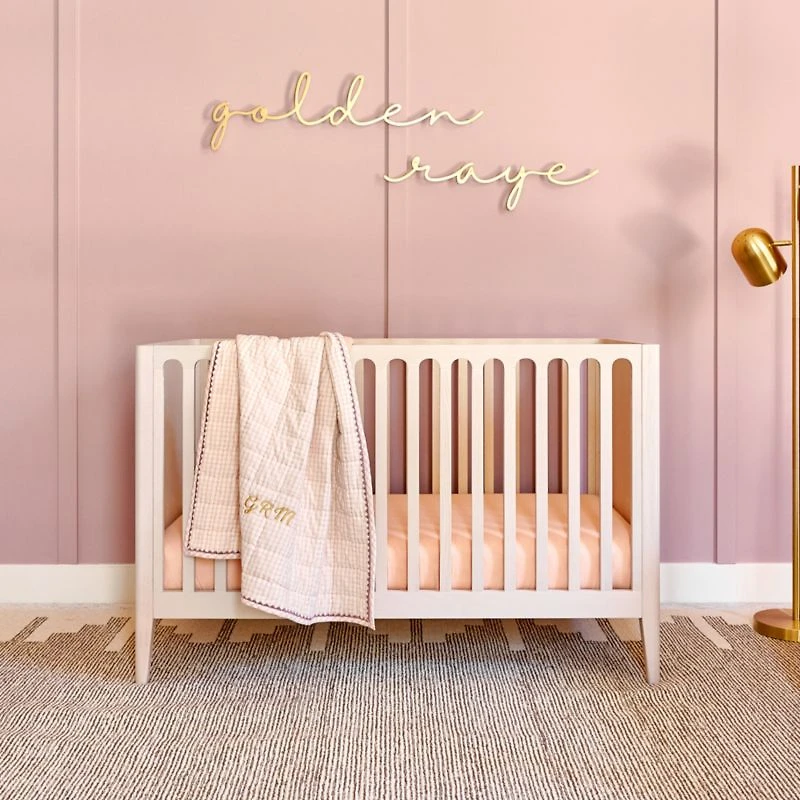 Archie Whitewashed Ash Wood Convertible Baby Crib