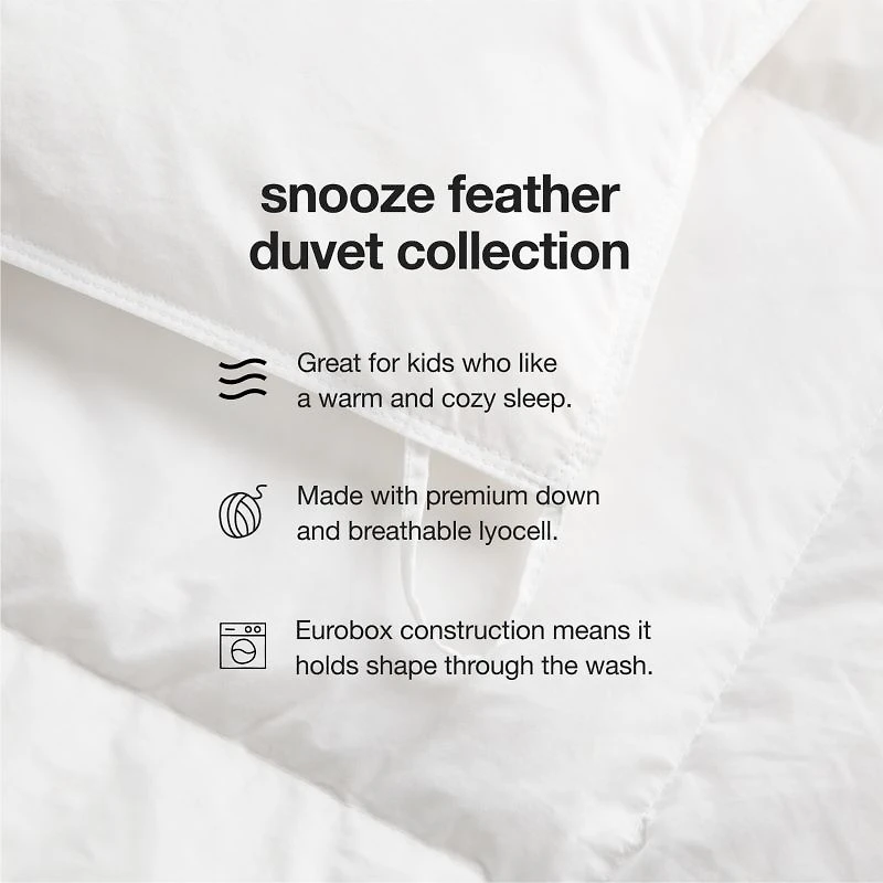 Snooze Feather Eco Down/Lyocell Blend Organic Cotton Kids Twin Duvet Cover Insert