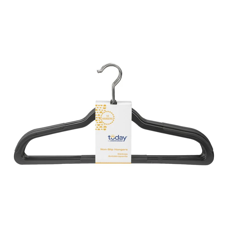 Today by London Drugs Non-Slip Hangers - Black - 10 pack / 45x23cm