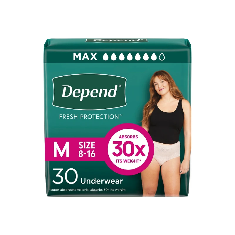 Depend Fresh Protection Adult Incontinence Underwear for Women - Blush - Maximum - Medium - 30 Count