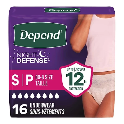 Depend Night Defense Adult Overnight Incontinence Underwear for Women - Blush - Small - 16 Count