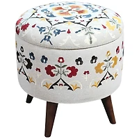 COLLECTION EMB POUFE S/STOOL in White