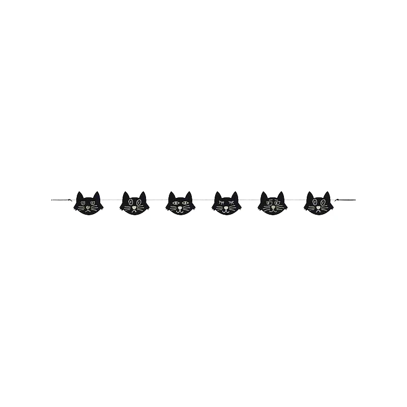 CAT FACES BANNER in Black