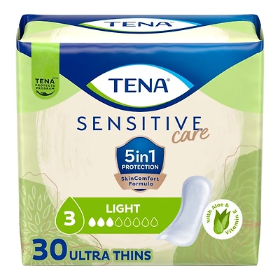 TENA Sensitive Care Ultra Thin Incontinence Pads - Light/Regular - 30s