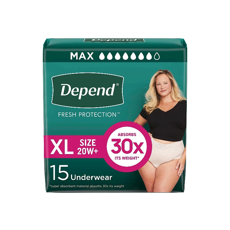 Depend Fresh Protection Incontinence Underwear for Women - Maximum - Extra Large - 15's