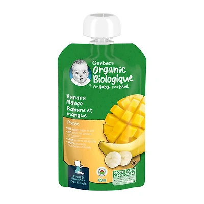 Gerber Organic Puree - Banana/Mango - 128ml