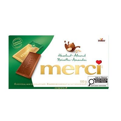 Merci Chocolate - Hazelnut & Almond - 4 Bars/100g