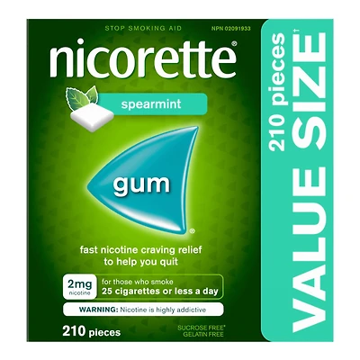 Nicorette Nicotine Gum - Spearmint - 2mg - 210s