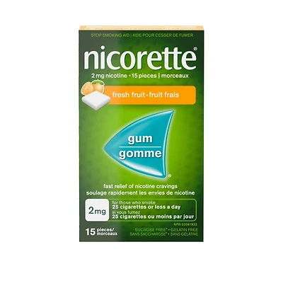 NICORETTE FRUIT GUM 2MG 15S