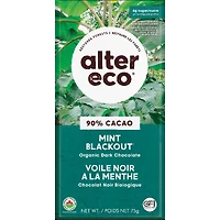 Alter Eco Dark Organic Chocolate - 90% Cacao - Mint Blackout - 75g