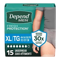 Depend Fresh Protection Adult Incontinence Underwear for Men - Grey - Maximum