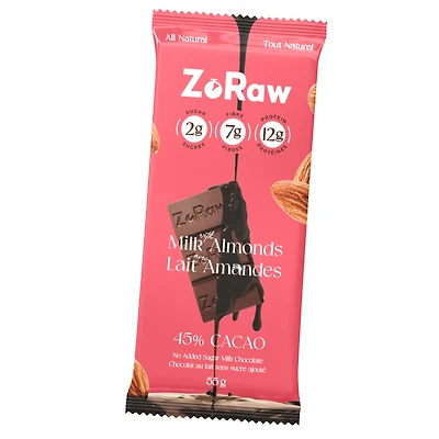 ZORAW BAR MILK ALMOND 55G