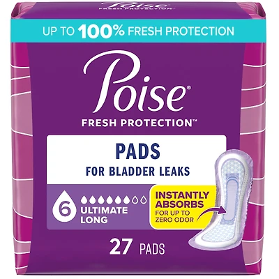 Poise Incontinence Pads - Ultimate Absorbency - Long - 27 Count