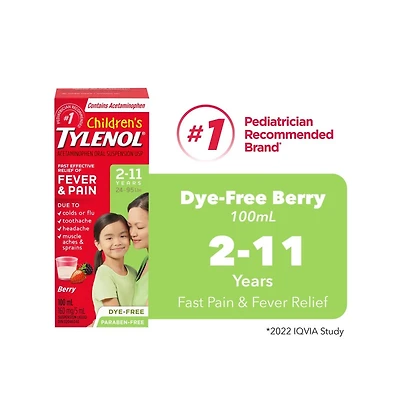 Tylenol* Children's Suspension Liquid - Dye Free Berry - 100ml