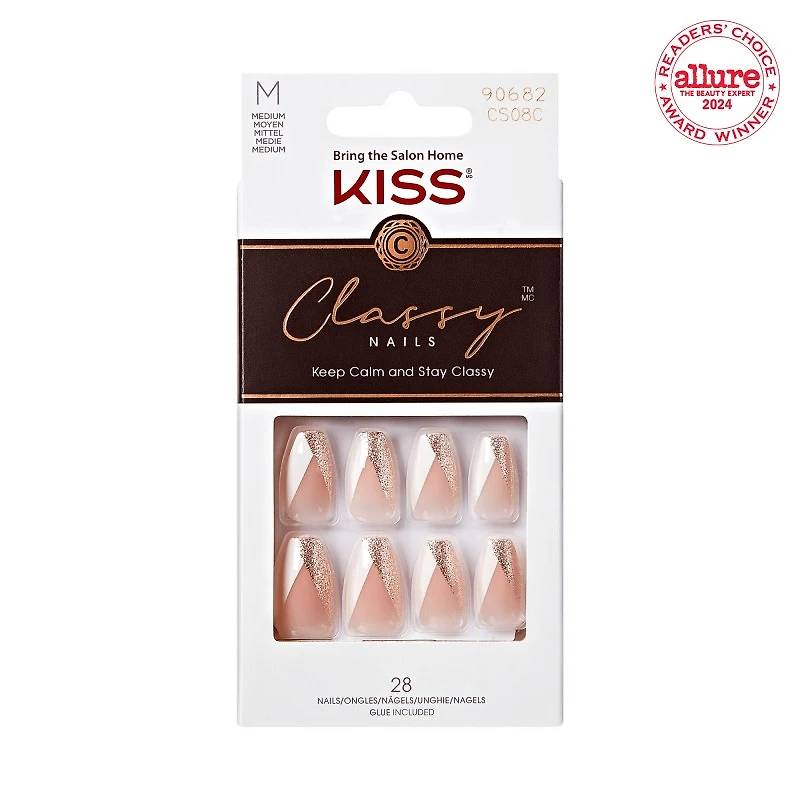 KISS Classy False Nails Kit - Medium - Coffin - The Boss - 28's