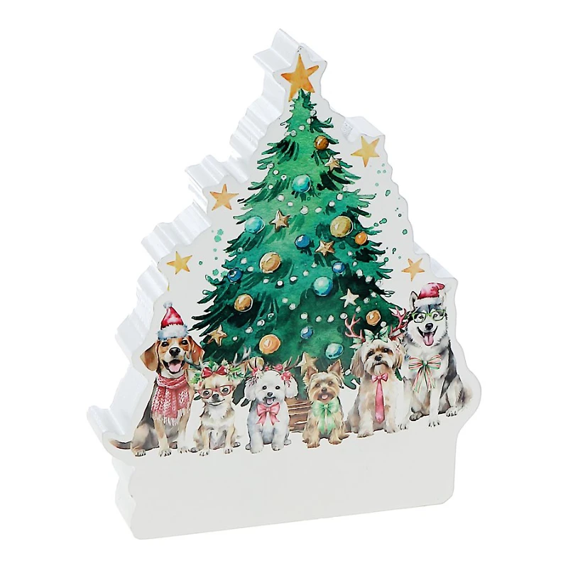 MDF TABLE BLOCK TREE W DOGS