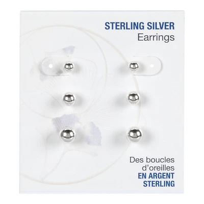 COLLECTION 4/5/6MM BALL EARR in Silver