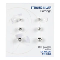 COLLECTION 4/5/6MM BALL EARR in Silver