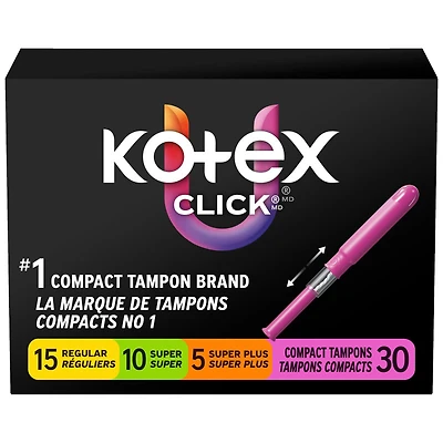 U by Kotex Click Compact Multipack Tampons - Regular/Super/Super Plus - Unscented - 30 Count