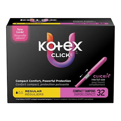 U by Kotex Click Compact Tampons - Unscented - Regular - 32 Count