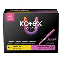 U by Kotex Click Compact Tampons - Unscented - Regular - 32 Count