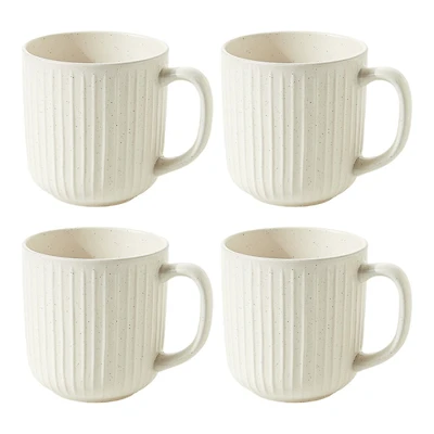 Safdie & Co. Stoneware Mugs - Beige - 4 piece