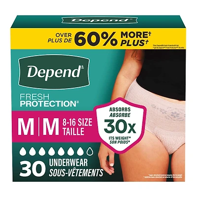Depend Fresh Protection Adult Incontinence Underwear for Women - Blush - Maximum - Medium - 30 Count