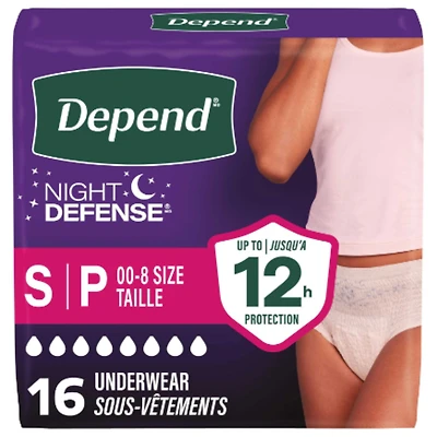 Depend Night Defense Adult Overnight Incontinence Underwear for Women - Blush - Small - 16 Count