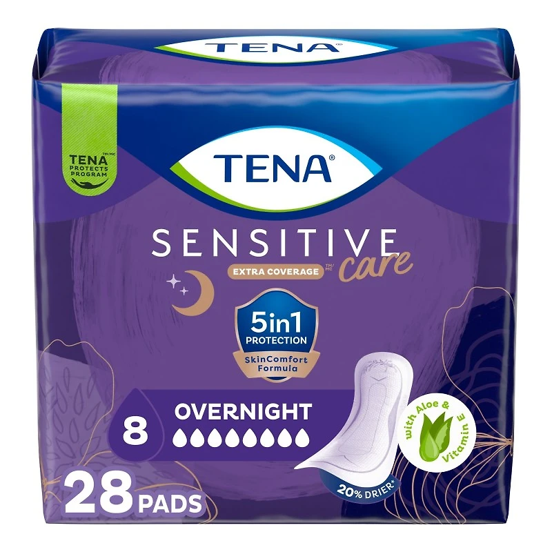TENA Sensitive Care Pads Overnight - Extra Coverage - 28s