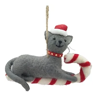 C/F WOOL ORNAMENT CAT/SLED in Red